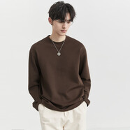 伯爵卓爾（EARL JOEL）BJZE男裝25春秋季新品空氣層莫代爾打底衫體恤寬松純白色長(cháng)袖t恤 菊萵咖啡 2XL 185