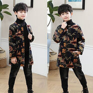 蕉京四川省服兒童罩衣秋冬季四川省服兒童中大童罩衣外穿兒童省服長(cháng)款 盾牌水晶絨（套服服拍大一碼） 110 （25-35斤）