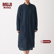 MUJI MUJI 女式 法國亞麻水洗 立領(lǐng)連衣裙 BCL05C0S 深海軍藍 XL