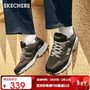 斯凱奇（Skechers）男鞋休閑鞋復古老爹鞋戶(hù)外運動(dòng)鞋厚底增高熊貓鞋237067 棕色/黑色/BRBK 44