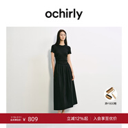 OCHIRLY【熱銷(xiāo)補貨】A字黑色連衣裙長(cháng)裙法式氣質(zhì)流行穿搭25季尖貨 黑色 XL