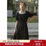 獨束大碼女裝抽繩設計碎花連衣裙女夏季新款胖mm法式茶歇裙 短款 3XL