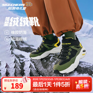 Skechers斯凱奇兒童絨絨靴秋冬男女童運動(dòng)舒適保暖棉鞋405202L 男童/橄欖色/黑色/OLBK 34