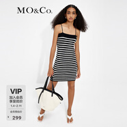 MO&Co.條紋平口針織吊帶裙連衣裙法式氣質(zhì)高端小眾設計感裙子 黑白條色 M 165