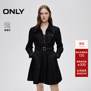 ONLY2025冬季新款復古水洗腰帶收腰短裙牛仔連衣裙女|125442002 J37 1000洗水藍牛仔 XS