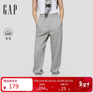 GAP女裝2025秋季新款抓絨松緊腰運動(dòng)褲衛褲簡(jiǎn)約百搭束腳褲793857