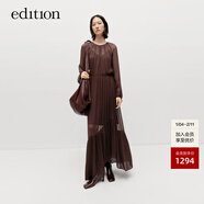 edition連衣裙女優(yōu)雅真絲薄紗透視吊帶兩件長(cháng)裙新復古回潮 巧克力色 M 165