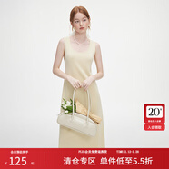 范思藍恩秋季灰色無(wú)袖背帶針織裙女2024新款休閑舒適打底裙修身連衣裙女 奶酪黃 M