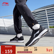 李寧革面跑鞋輕質(zhì)男鞋春夏拼接革面軟底耐磨休閑跑步鞋ARBS009