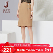 經(jīng)典故事（JANE STORY）經(jīng)典故事時(shí)尚高腰半身裙女夏裝2025新款通勤黑色修身蝴蝶結鉛筆裙 O03 淺咖色 M