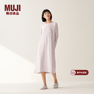 MUJI女式 柔軟針織家居連衣裙 長(cháng)袖睡裙女寬松家居服秋季 FD33CC5A 煙熏粉色 S -M (160/84A)