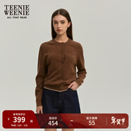 Teenie Weenie小熊女裝簡(jiǎn)約針織衫女秋冬針織開(kāi)衫罩衫短外套上衣 棕色 XS (155)