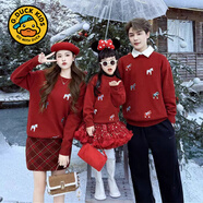 G.duck全家福親子裝高端一家三口四口母子母女裝連衣裙2025新款秋冬款毛 小馬紅色刺繡 175 媽媽L 建議110-125斤