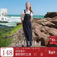 三彩2025夏季新款牛仔背帶裙純棉丹寧連衣裙疊穿長(cháng)裙復古休閑M 深海藍 S 155/80A