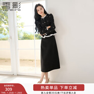 香影小香風(fēng)假兩件連衣裙女2026春季新款荷葉邊拼接長(cháng)袖千金感裙子 深灰 XL 170/92A/125-140斤