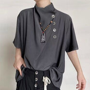 兩件套美拉德設計感小眾襯衣男女潮流山本耀司風(fēng)不規則感襯衫 單件短袖A188灰色 M M收藏店鋪優(yōu)先發(fā)貨90-105斤寬松