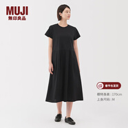 MUJI女式?jīng)龈卸绦溥B衣裙女裝裙子25年夏季連身裙長(cháng)裙BC2LKA5S 黑色 M (160/84A)