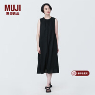 MUJI MUJI 女式強捻無(wú)袖連衣裙女裝連身裙子夏季純棉全棉長(cháng)裙BC2JNC4S 黑色 L (165/88A)