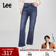 Lee【張凌赫代言】427標準高腰喇叭五袋款深藍色女牛仔褲顯瘦潮流 深藍色 24