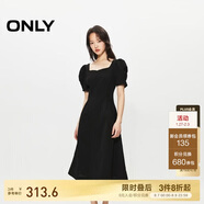 ONLY 2025春季氣質(zhì)復古方領(lǐng)泡泡袖中長(cháng)款連衣裙女|125107026