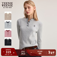 Teenie Weenie小熊女裝毛針織衫2025秋新款休閑撞色亨利領(lǐng)套頭毛衣 中灰色 S