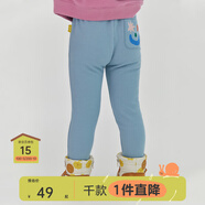 papa爬爬冬季兒童打底褲仿牛仔長(cháng)褲男女寶寶加絨保暖百搭時(shí)髦潮 淺藍色 90 cm