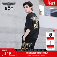 BOY LONDON英式潮流百搭情侶款短袖黑色燙金時(shí)尚休閑T恤N01910 黑色 現貨 XL 此款偏大，建議拍小一碼