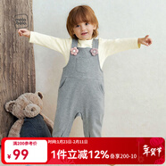 麥拉貝拉嬰兒背帶褲純棉春秋季男女寶寶可愛(ài)休閑卡通連體長(cháng)褲新品 灰色 73