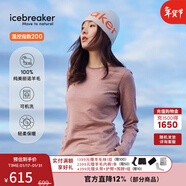 icebreaker【單依純同款】100%美利奴羊毛男女200Oasis戶(hù)外登山跑步功能內衣 釉陶/鳳仙粉-上衣-女生 M