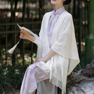 斤慕披肩旗袍外搭防曬流蘇針織開(kāi)衫度假旅游拍照斗篷國風(fēng)小香風(fēng)外套女 流蘇鏤空披肩【精品】 156cm*96cm