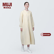 MUJI女式 木棉混雙層紗織長(cháng)袖連衣裙長(cháng)裙裙子襯衫裙 BC2IOC4S 原色 M 160/84A