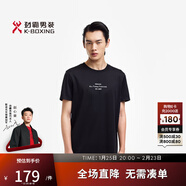 勁霸男裝（K-Boxing）勁霸男裝春夏字母印花抗菌蠶絲短袖T恤FTCE2338黑色L
