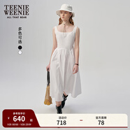 Teenie Weenie小熊白色連衣裙2025夏季新款優(yōu)雅氣質(zhì)黑色法式連身裙 白色 L