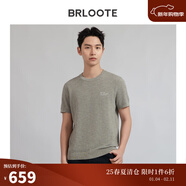 巴魯特含桑蠶絲男士短袖時(shí)尚花紗個(gè)性T恤橫機織造上衣男 軍綠 2XL （185/104A）