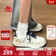 Kappa卡帕背靠背女鞋春季厚底小白鞋子女板鞋新款情侶鞋百搭休閑運動(dòng)鞋 經(jīng)典白/芭蕉綠 35