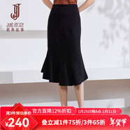 經(jīng)典故事（JANE STORY）法式赫本風(fēng)黑色半身裙女2024夏季新款高腰a字包臀裙中長(cháng)款魚(yú)尾裙 黑色 M