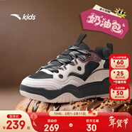 安踏童鞋女大童奶油包板鞋2026春季新品微面包甜酷復古中底兒童運動(dòng)鞋 黑/藕灰/魚(yú)肚白-4 35 鞋內長(cháng)22cm