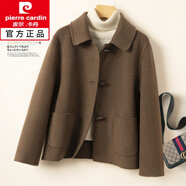 皮爾卡丹（pierre cardin）寬松優(yōu)雅單排扣顯瘦時(shí)尚百搭小香風(fēng)洋氣羊毛毛呢短外套女裝冬季 可可棕 XL
