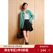 獨束大碼女裝復古學(xué)院風(fēng)胖mm高腰A字裙簡(jiǎn)約百搭西裝半身百褶短裙 英倫黑 M (尺碼：1)