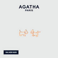 AGATHA/璦嘉莎 鏤空小狗銀耳釘女士 新年生日禮物送女友閨蜜高級感耳飾