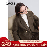 百圖betu女裝冬季新款毛呢外套時(shí)髦有型羊毛西裝大衣女2410T24 咖啡色 XS