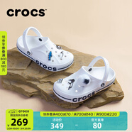 CROCS卡駱馳貝雅卡駱班洞洞鞋輕便耐磨拖鞋一腳蹬休閑鞋|205089 白/深藍-126 37 /38(230mm)