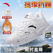 安踏男鞋運動(dòng)鞋子男士冬季皮面防潑水透氣輕便軟底白色跑步休閑鞋 【加絨-皮面防潑水】安踏白/黑-14 42