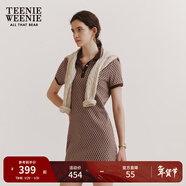 Teenie Weenie小熊女裝春夏學(xué)院通勤復古菱形格氣質(zhì)短袖Polo連衣裙 棕色 M (165)