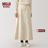 MUJI女式木棉混燈芯絨寬擺輕便長(cháng)裙長(cháng)半身裙美拉德女裙子冬季 象牙色 XL (165/74A)