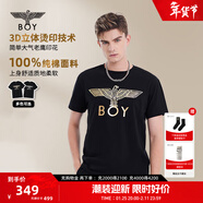 BOY LONDON夏男女同款T恤燙金老鷹logo印花百搭休閑潮牌短袖N(xiāo)01032 黑印金 XL