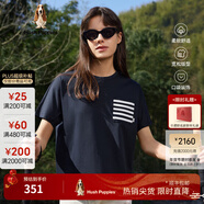 暇步士（Hush Puppies）女裝純棉寬松休閑感短袖T恤 196深藍 M