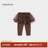 babylove女寶寶假兩件紗裙春秋百搭打底褲公主裙防走光打底半身裙