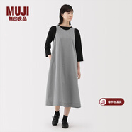 MUJI女式 易干平紋無(wú)袖連衣裙 女裝裙子長(cháng)裙背心裙25年冬季連身裙 深藏青色格紋 L （165/88A）