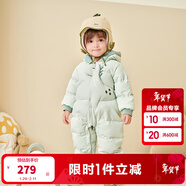 巴拉巴拉童裝嬰兒羽絨服連體衣寶寶2025新款冬裝加厚保暖哈衣爬服萌趣造型 綠色恐龍-白鴨絨+【禮盒&禮袋】 送禮更體面 90 cm-充絨量90g起